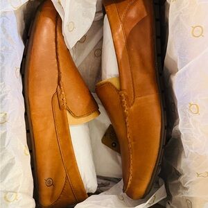 Born Tan Leather Slip-On Loafers